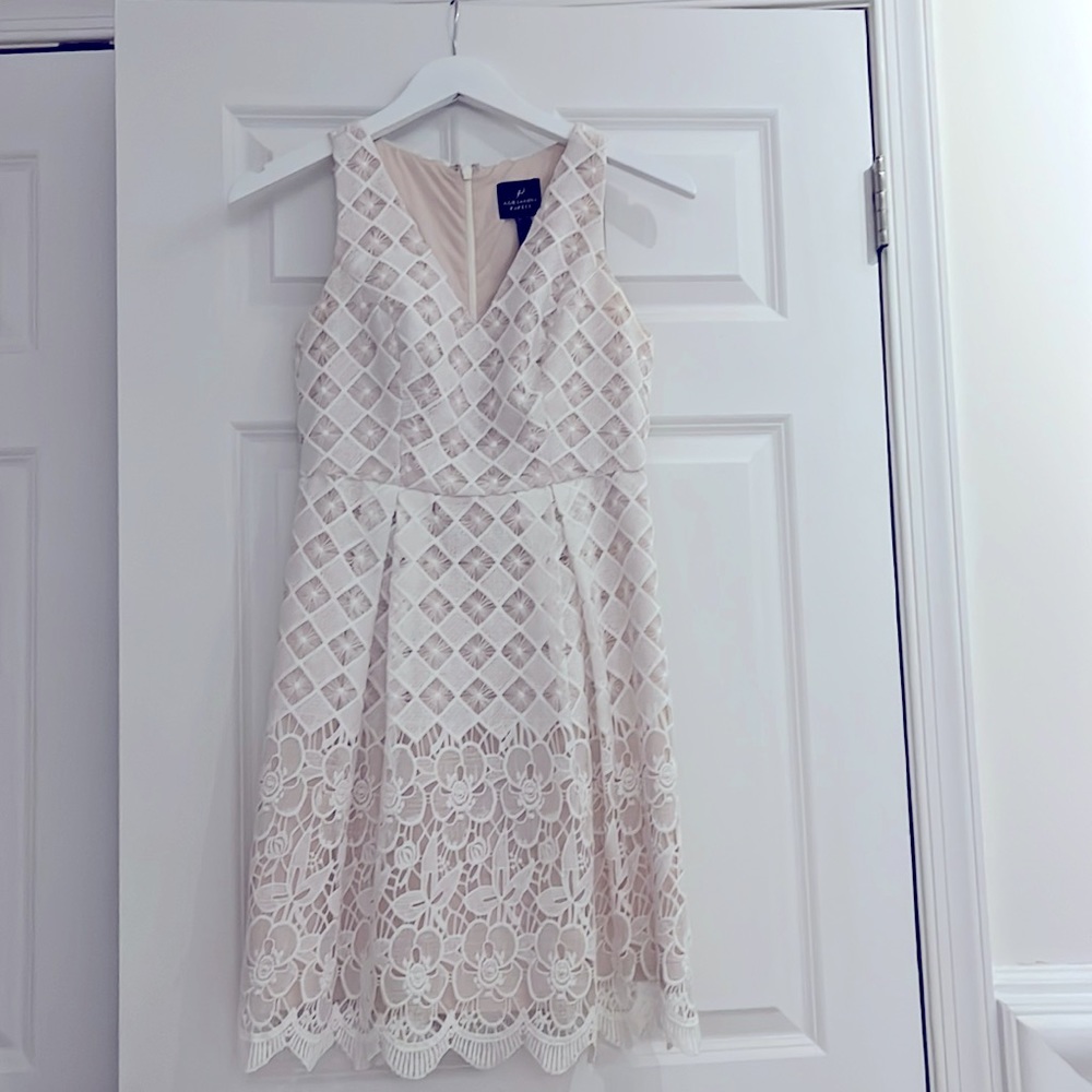 Adrianna Papell fit and flare v-neck lace dress